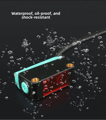 Economical square laser diffuse reflection photoelectric switch sensor with same-frequency anti-interference background suppression of 2mm small light spots