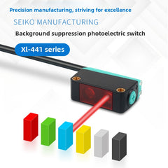 Economical square laser diffuse reflection photoelectric switch sensor with same-frequency anti-interference background suppression of 2mm small light spots