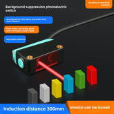 Economical square laser diffuse reflection photoelectric switch sensor with same-frequency anti-interference background suppression of 2mm small light spots