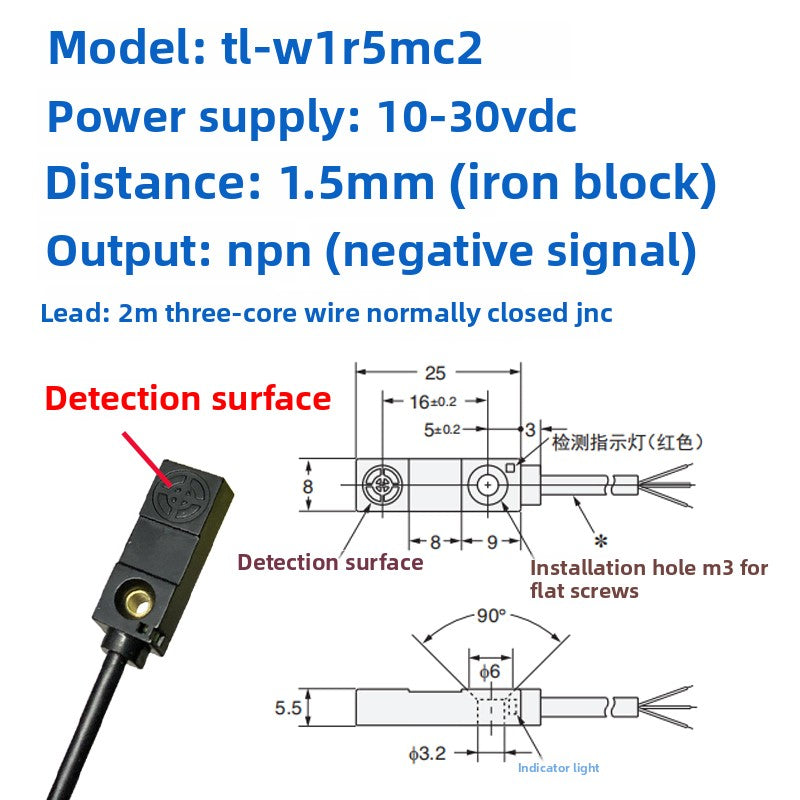 Inductive metal proximity switches TL-W3MC1/TL-W3MB11/W3MC2/W3MB2/NPN PNP three-wire