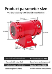 MS-490 Bidirectional Wind Snail Alarm Electric Motor Air-Raid Siren Buzzer 220V