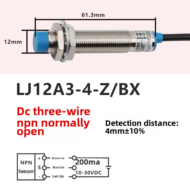 M12 proximity switch sensor limit switch metal sensor NPN three-wire LJ12A3-2-Z/BX