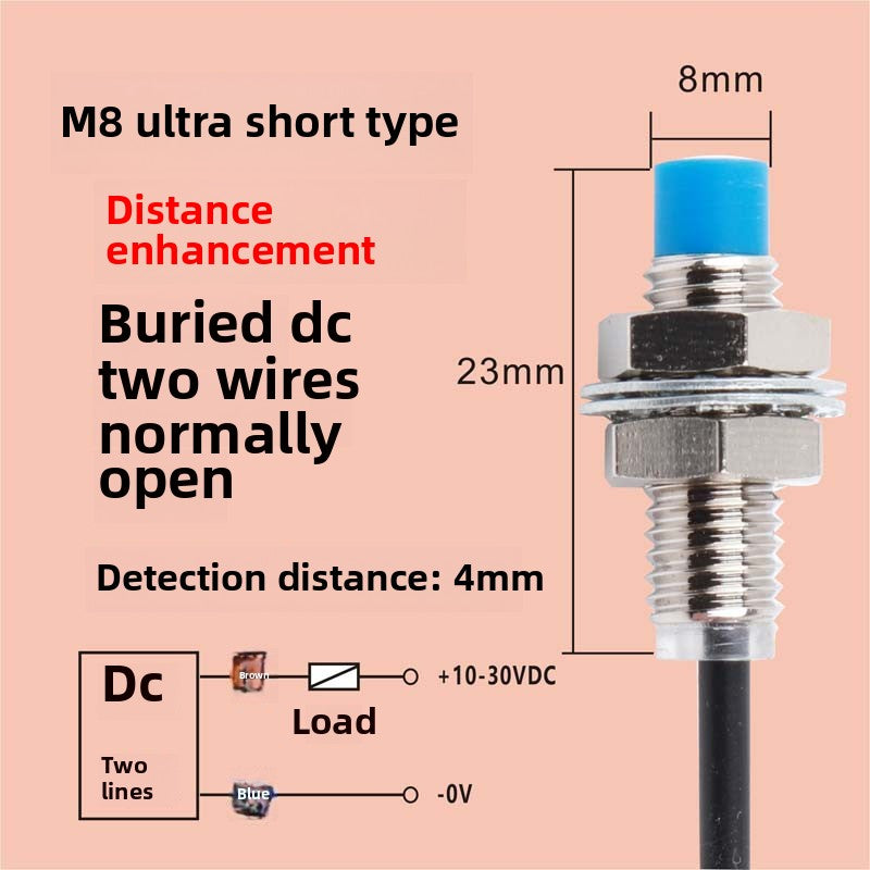 m8 proximity switch elbow sensor npnp human body induced voltage detection Two-wire normally open DC inductive type