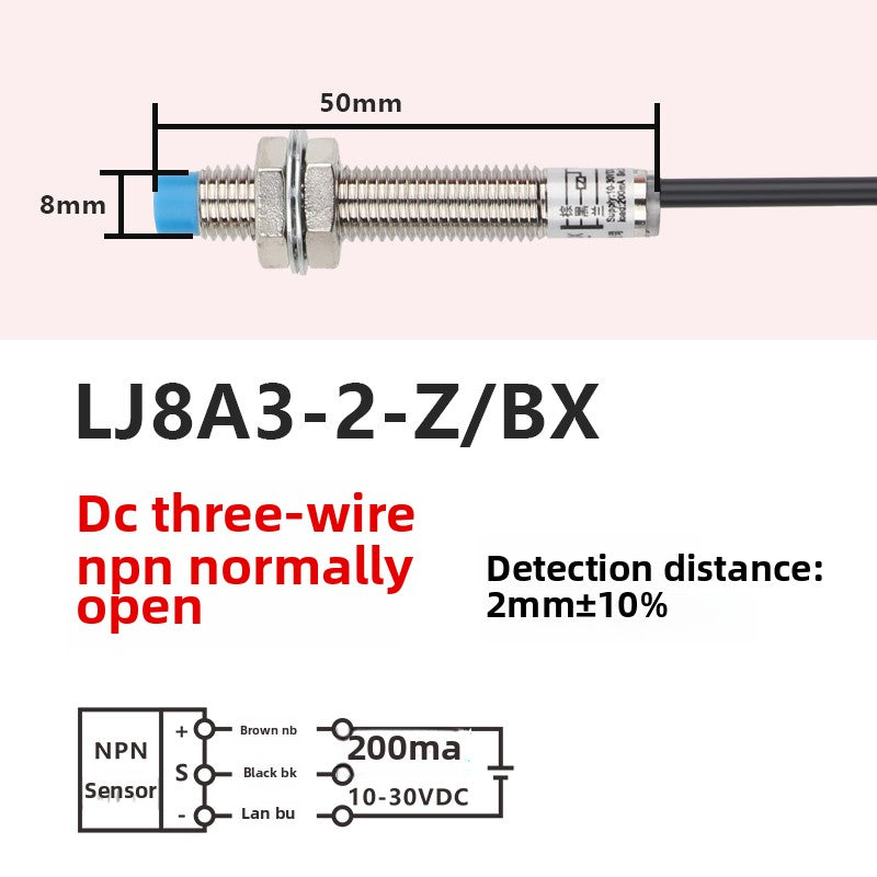 Proximity switch sensor limit switch metal sensor NPN three-wire LJ8A3-2-Z/BX