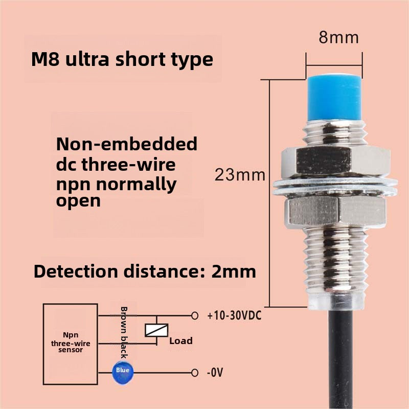 m8 proximity switch elbow sensor npnp human body induced voltage detection Two-wire normally open DC inductive type