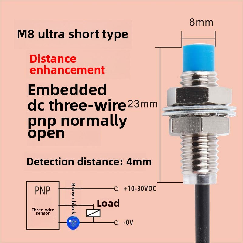 m8 proximity switch elbow sensor npnp human body induced voltage detection Two-wire normally open DC inductive type