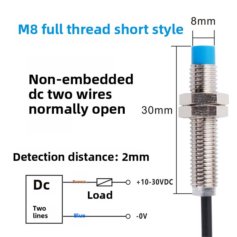 m8 proximity switch elbow sensor npnp human body induced voltage detection Two-wire normally open DC inductive type