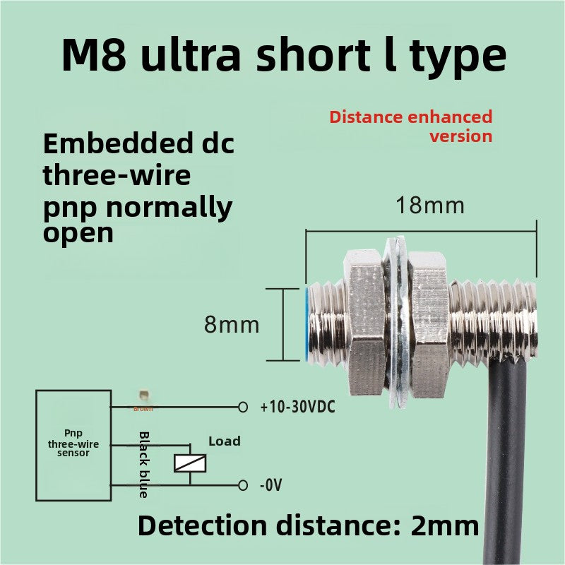 m8 proximity switch elbow sensor npnp human body induced voltage detection Two-wire normally open DC inductive type