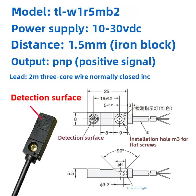 Inductive metal proximity switches TL-W3MC1/TL-W3MB11/W3MC2/W3MB2/NPN PNP three-wire