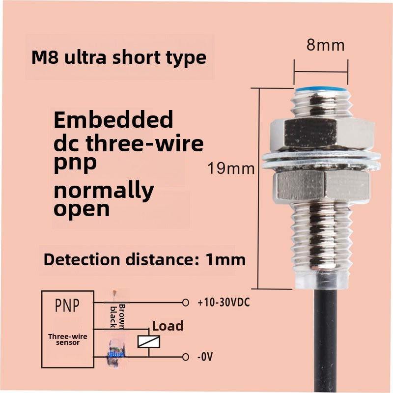 m8 proximity switch elbow sensor npnp human body induced voltage detection Two-wire normally open DC inductive type