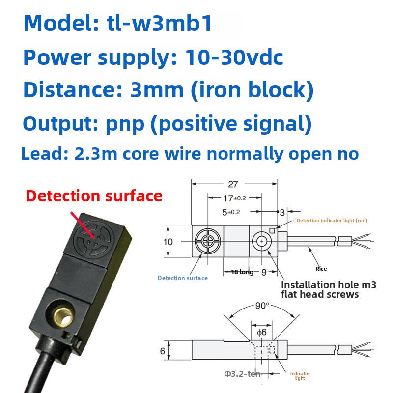 Inductive metal proximity switches TL-W3MC1/TL-W3MB11/W3MC2/W3MB2/NPN PNP three-wire