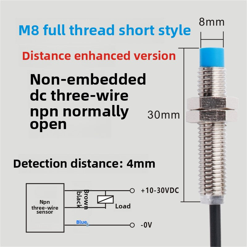 m8 proximity switch elbow sensor npnp human body induced voltage detection Two-wire normally open DC inductive type