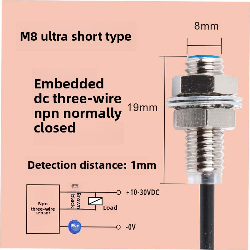 m8 proximity switch elbow sensor npnp human body induced voltage detection Two-wire normally open DC inductive type