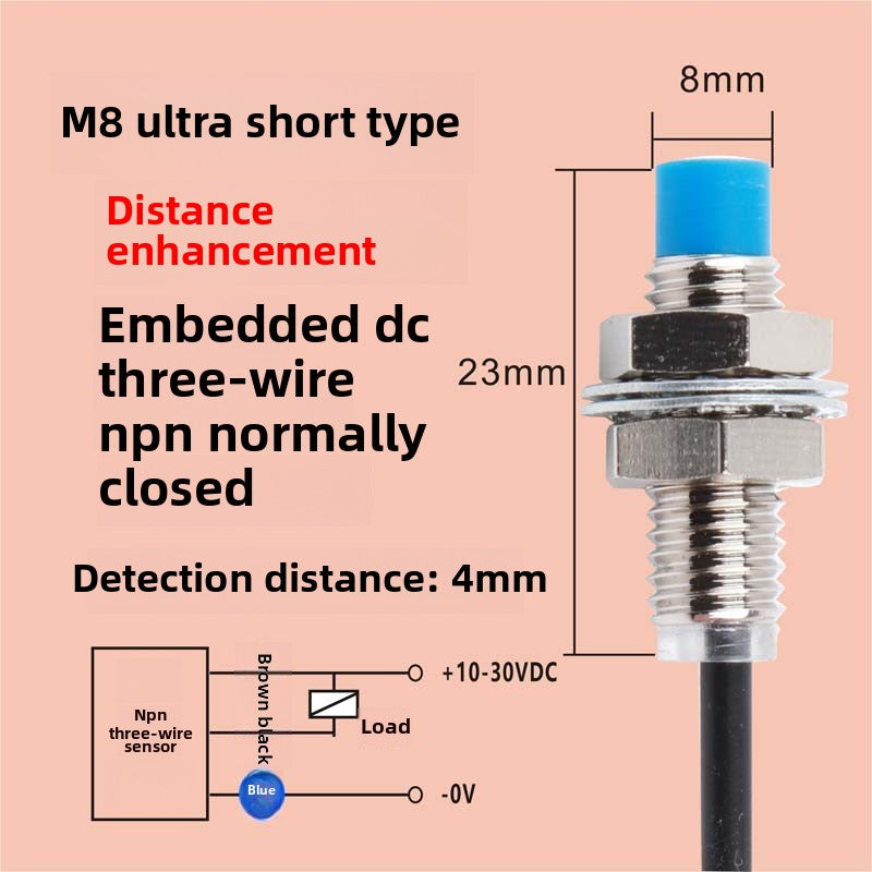 m8 proximity switch elbow sensor npnp human body induced voltage detection Two-wire normally open DC inductive type