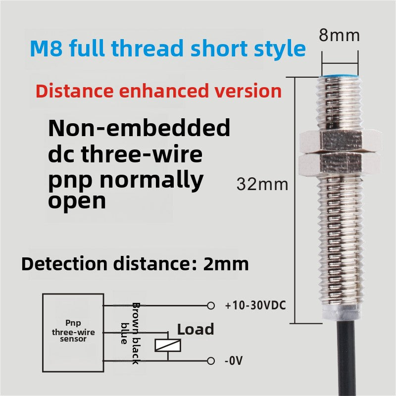 m8 proximity switch elbow sensor npnp human body induced voltage detection Two-wire normally open DC inductive type