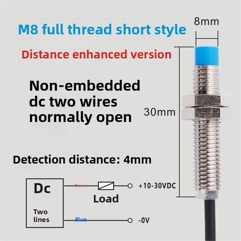m8 proximity switch elbow sensor npnp human body induced voltage detection Two-wire normally open DC inductive type