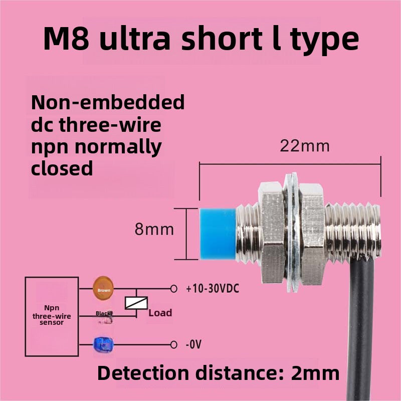m8 proximity switch elbow sensor npnp human body induced voltage detection Two-wire normally open DC inductive type
