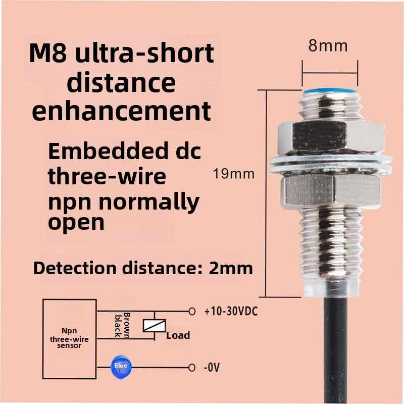 m8 proximity switch elbow sensor npnp human body induced voltage detection Two-wire normally open DC inductive type