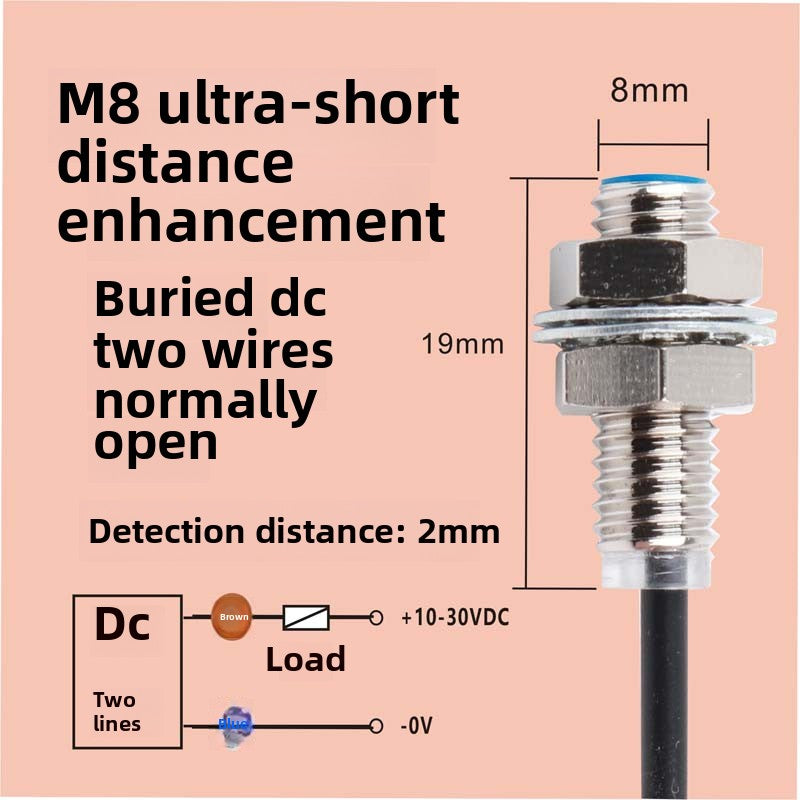 m8 proximity switch elbow sensor npnp human body induced voltage detection Two-wire normally open DC inductive type
